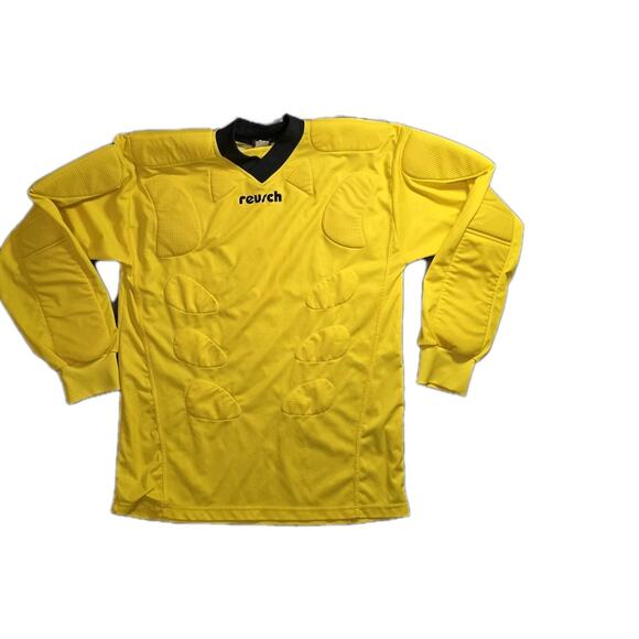 Reusch Goalkeeper Soccer Shirt Padded Arms Size XL 29L X 21W 24 SLEEVE YELLOW - Picture 1 of 9